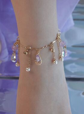 梦金陵古风汉服脚链精致宫铃古风玲珑球小众设计脚环