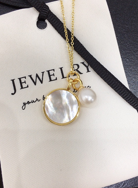 珍珠天然海贝贝母蓝色星球淡水珍珠吊坠珍珠项链礼物