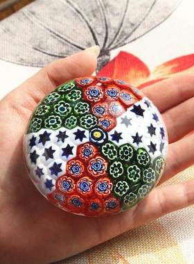 速发博山琉璃儿饰花球车时鱼缸造景小摆件镇饰手工艺装纸礼品纪念