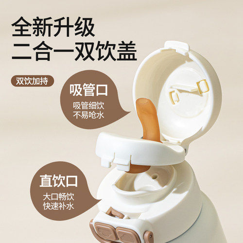 迪士尼儿童保温杯316食品级男孩2026新款水壶女上学专用吸管水杯 - 图0
