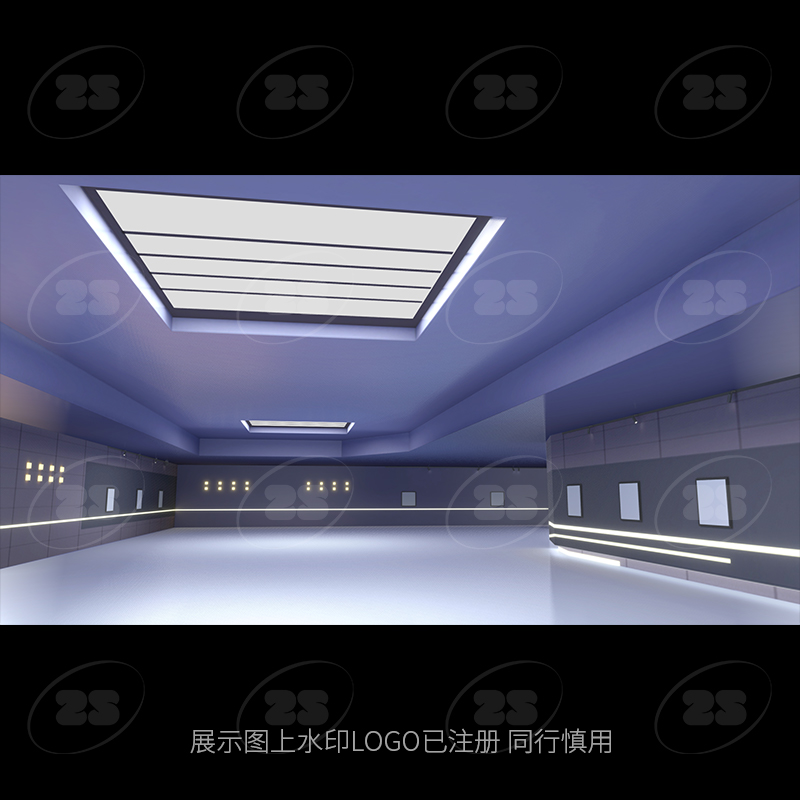 烘焙走廊美术馆展厅博物馆艺术未来场景室内空间3D模型fbx建模825 - 图1