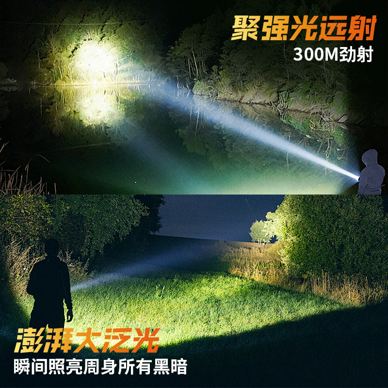 飞利浦强光变焦超亮手电筒多功能户外长续航家用充电便携2025新款
