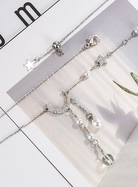 流苏星星月亮项链女轻奢小众设计锁骨链2023年新款高级感气质颈链