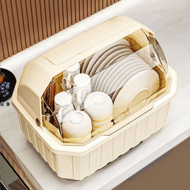 Household dish storage rack kitchen drain cupboard with lid