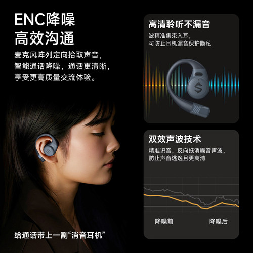 黑鲨OWS开放式蓝牙耳机佩戴舒适挂耳式不入耳无线超长续航运动 - 图3