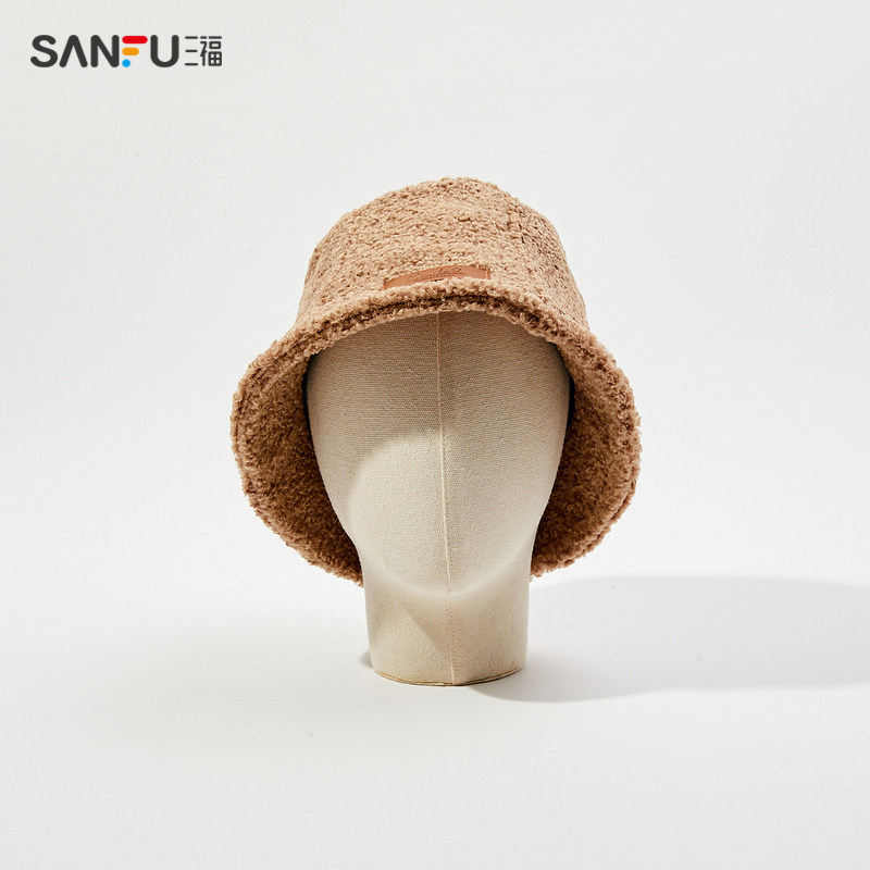 三福优雅淑女礼帽时尚易厚毛绒盘帽 sanfu服饰帽子
