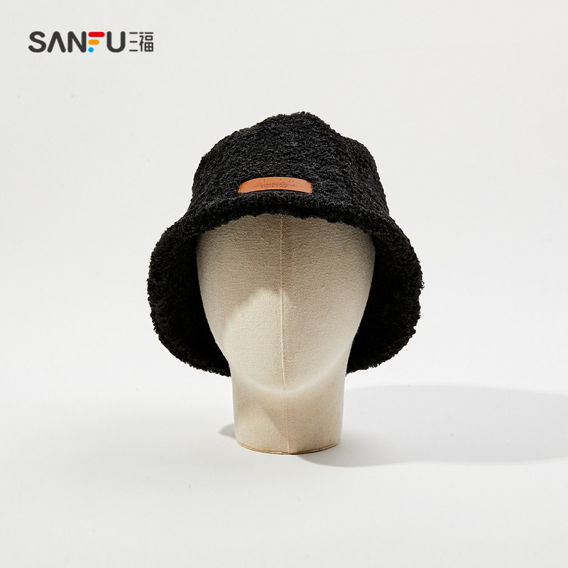 sanfu三福冬时尚百搭厚毛绒盘帽 sanfu服饰帽子