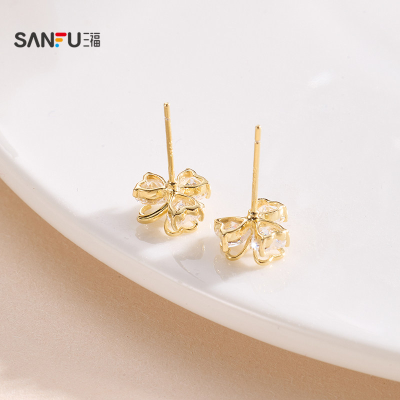 三福925银金芒星花耳钉一对 优雅时尚气质首饰配饰耳环852586,淘宝优惠券,粉丝福利购,淘宝优惠卷