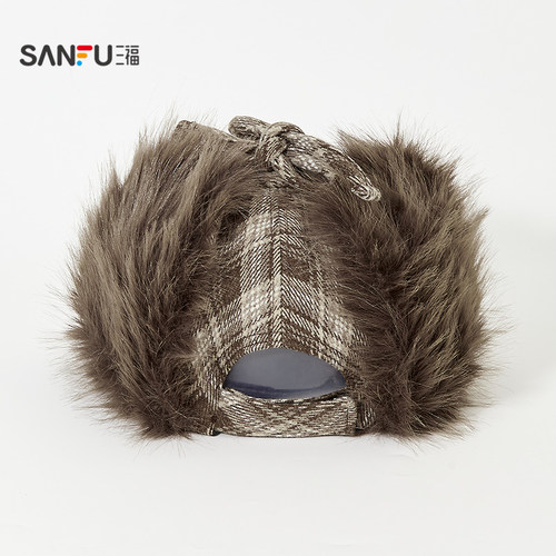 三福毛绒护耳棒球帽 保暖时尚鸭舌帽服饰配件造型帽子851532 - 图2