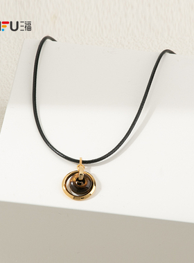 三福复古罗马短项链单条 经典优雅时尚首饰配饰链条颈链850897