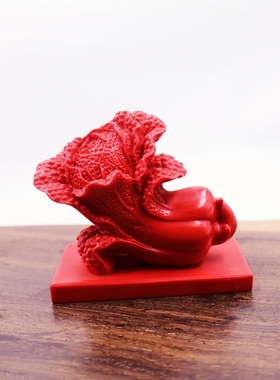 红色好运白菜摆件招财进宝