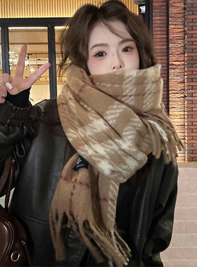 围巾红色围脖韩版女冬季氛围感