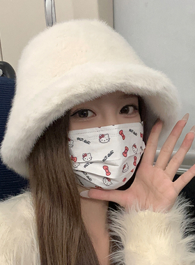 盆帽出游逛街甜美可爱女冬