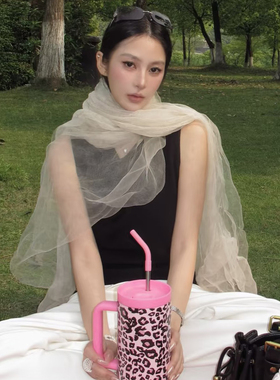 100%桑蚕丝白色长条丝巾女春夏氛围感防晒披肩轻薄飘逸百搭围巾潮