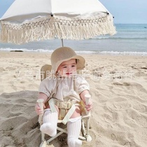 South Korea Ins streaming Su lace child umbrella baby stroller outdoor beach umbrella baby beach sunscreen Anti-UV umbrella