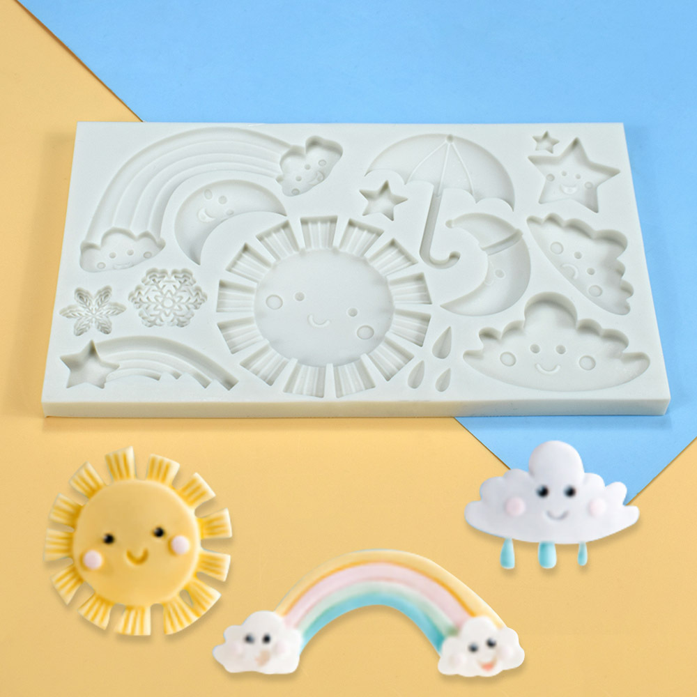 卡通天气太阳硅胶模具云朵巧克力模具星空彩虹翻糖蛋糕磨具