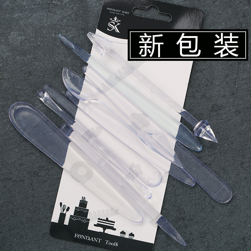 翻糖雕刻塑形面塑刀透明9件套粘土软陶卡通塑形公仔人偶烘焙工具