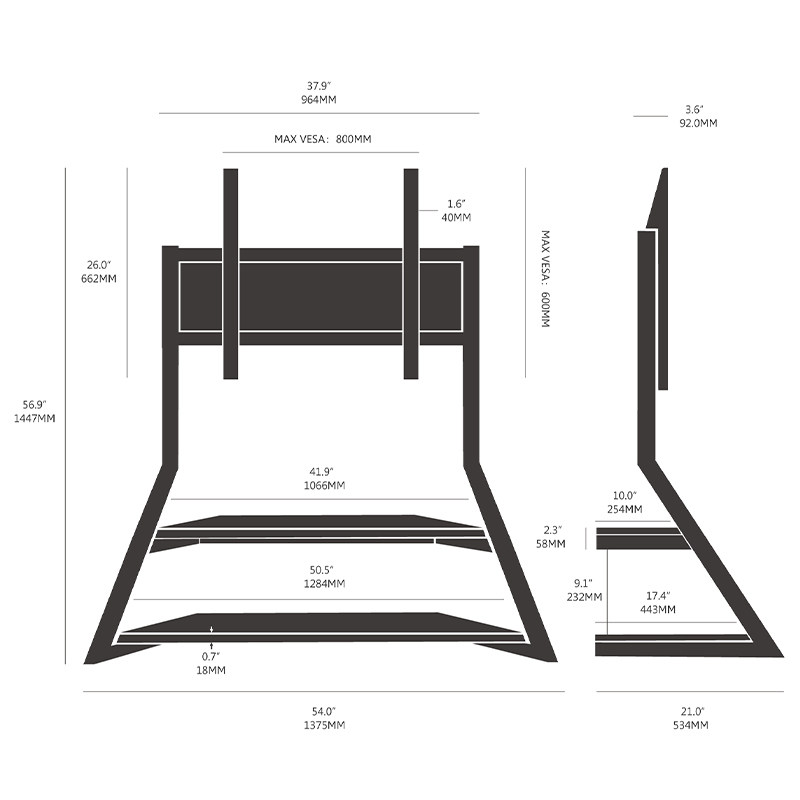 Large size TV floor stand mobile
