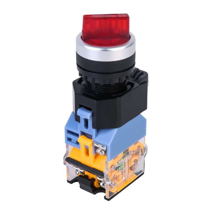 22MM带灯旋钮开关LA38系列二档自锁转换开关三档设备电源选择开关 - 图3