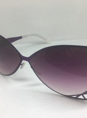 无螺丝紫色金属非对称猫眼太阳镜墨镜