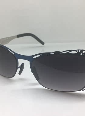 德系无螺丝Model Fawesome蓝色镂空猫眼太阳镜墨镜女