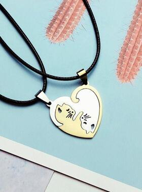 闺蜜小挂件二人闺蜜项链学生一对闺蜜信物 姐妹 一对一人一半猫咪
