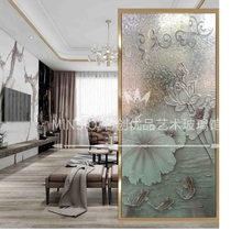 Genguan Art Glass Reliefs Craftsmanship Hand Engraving Lotus Fish Light Lavish Simplicity About Texture Partition Screen Living Room