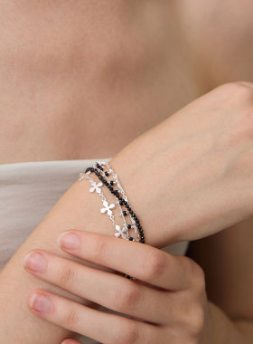 ZHAO ACAP原创设计流浪诗人黑尖晶多层手链