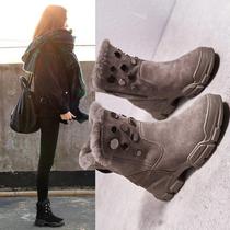 Winter snow boots female plus suede thickened 2023 new fur integrated cotton shoes autumn winter net red ocean gas short boots