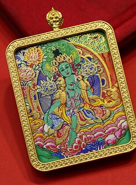 手绘描金扎基拉姆前世今生唐卡吊