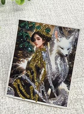 九尾九尾彩金唐卡4*5画芯diy饰品