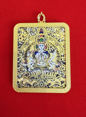 手绘描金八大守护神唐卡龙五爷金