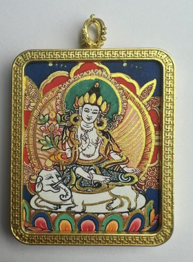 手绘描金画布唐卡金色乌盒八大守