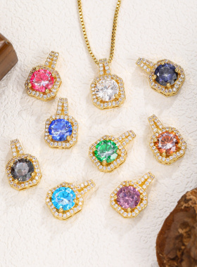 热销铜微镶锆石方包香水瓶吊坠女