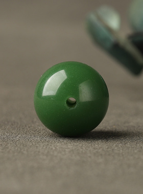 天然新款新疆和田碧玉菠菜绿单珠散珠文玩饰品手串配饰圆珠手工