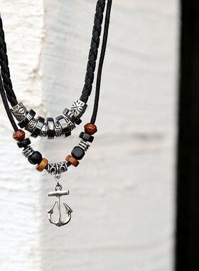 新款厂家船锚项链男士学生复古潮人吊坠锁骨链日韩版情侣饰品礼物