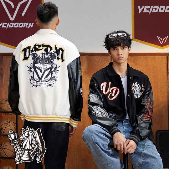 维动圣骑士美式棒球服外套男女潮秋冬情侣宽松休闲上衣青少年夹克
