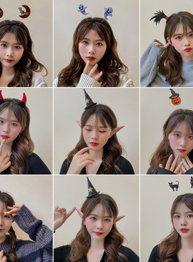 万圣节头饰黑色小恶魔角发箍