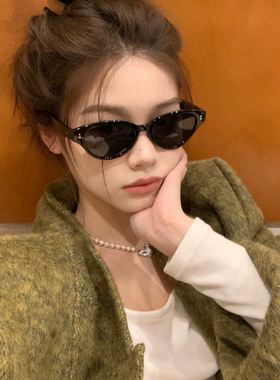 黑色墨镜女高级感猫眼墨镜女高级感复古防紫外线太阳眼镜无度数
