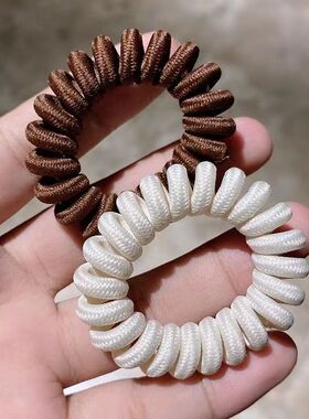 弹簧发圈韩式电话线女高马尾发绳头饰扎头绳皮筋纯色百搭皮套线圈