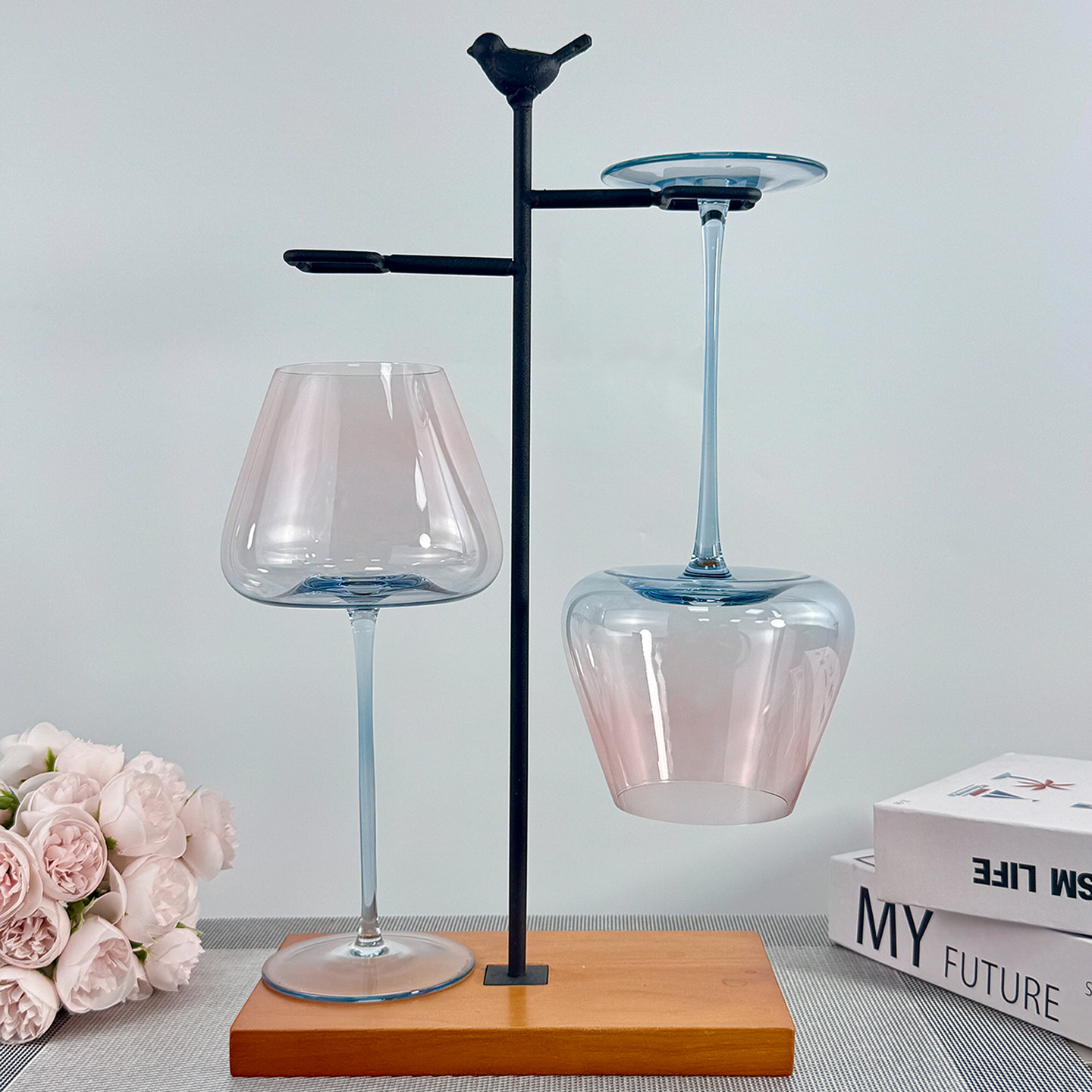 红酒杯水晶玻璃杯创意蓝粉渐变家用葡萄酒高脚杯手工高颜值红酒杯,淘宝优惠券,粉丝福利购,淘宝优惠卷