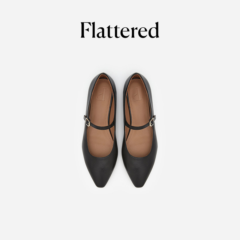 Flattered Camila女士尖头平底玛丽珍鞋手工羊皮复古皮鞋通勤单鞋,淘宝优惠券,粉丝福利购,淘宝优惠卷