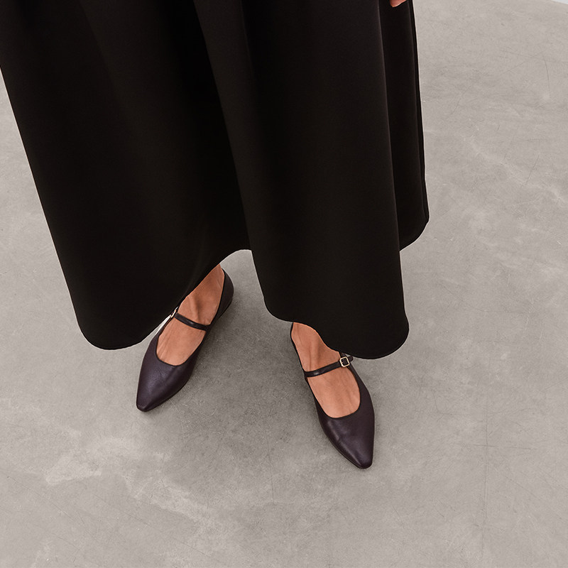 Flattered Camila女士羊皮尖头平底玛丽珍鞋通勤单鞋皮鞋2026新款,淘宝优惠券,粉丝福利购,淘宝优惠卷