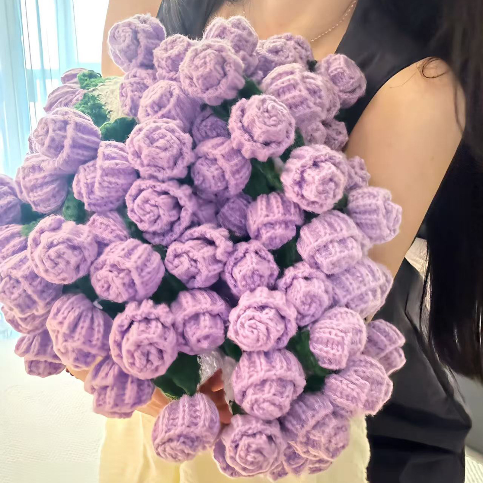 成品玫瑰花束毯子手工针织闺蜜新婚新年情人节实用生日礼物女生