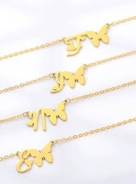 letters number jewelry necklace letter women chain butterfly
