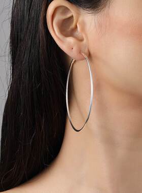 silver exaggerated earrings woman large earring 夸张大圈耳环