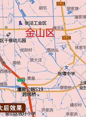 新款上 海市地图定制行政区划图挂图打印仿红木家用办公室贴图