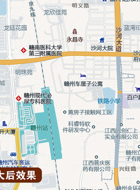 新款赣州市区地图定制交通道路图贴挂打印仿红木市区地图街道挂图
