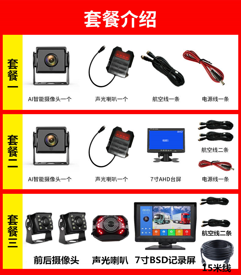 货车右盲区监控声光喇叭报警器智能BSD盲区雷达倒车影像AI摄像头 - 图1