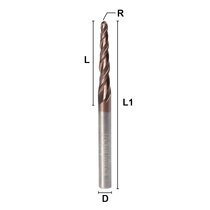 Japanese purchase straight for 2-edged ball head taper milling cutter ultra-hardness 50-degree plated ancient bronze color coating DP4D6D8mm milling